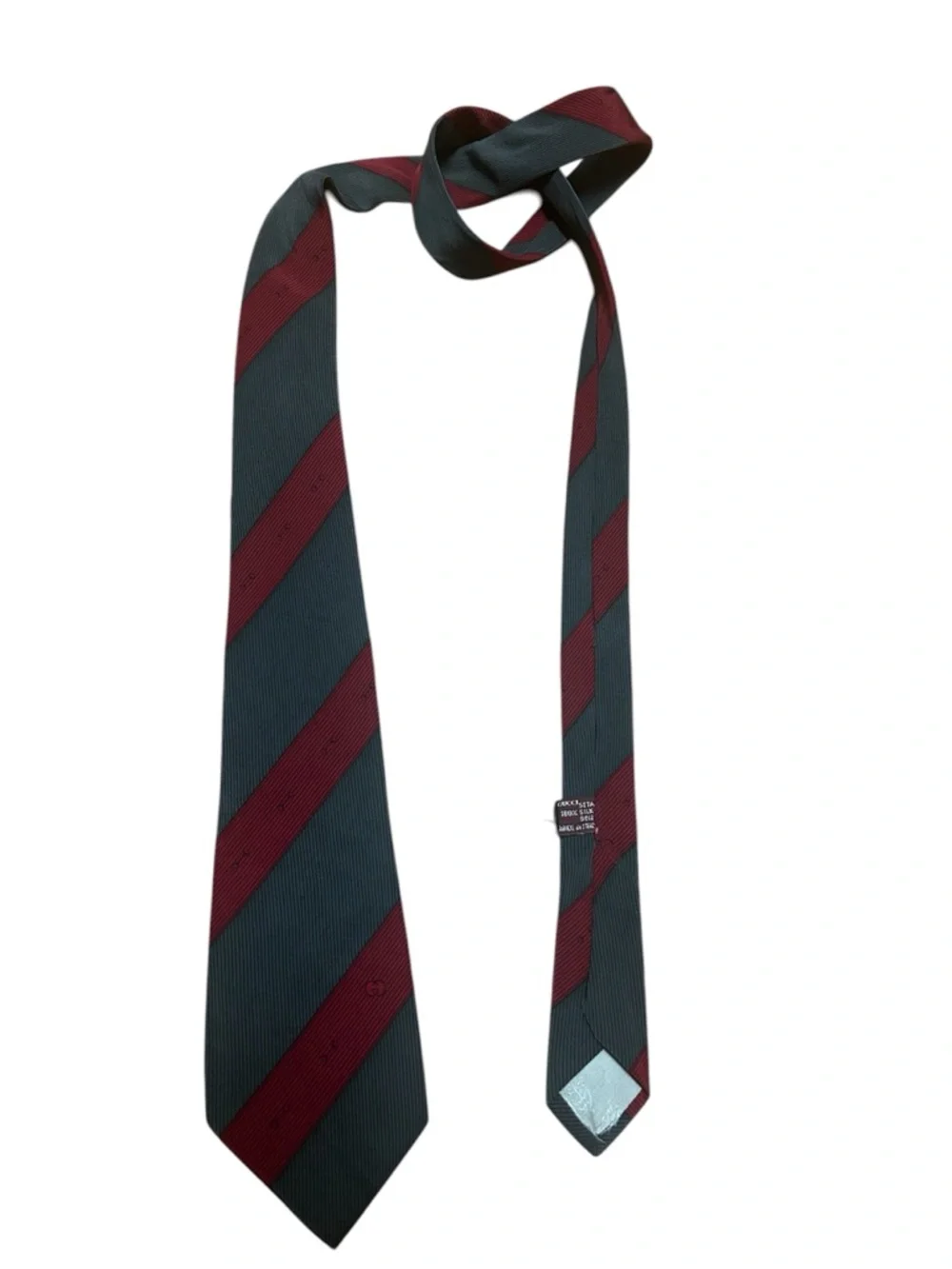 Gucci Red and Charcoal Diagonal Stripe Silk Tie